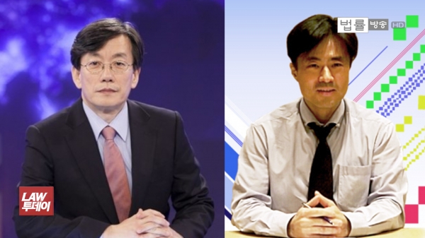 손석희(왼쪽) JTBC 대표이사와 프리랜서 기자 김웅씨.