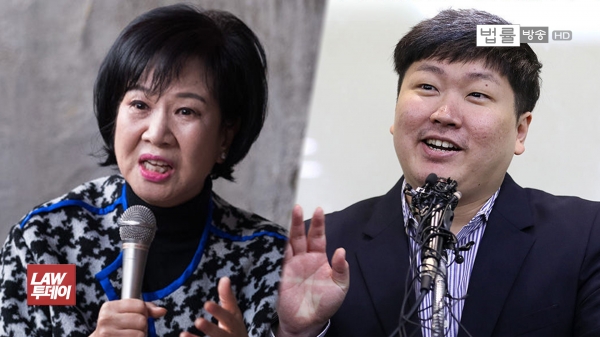 손혜원(왼쪽) 의원과 신재민 전 기획재정부 사무관. /법률방송