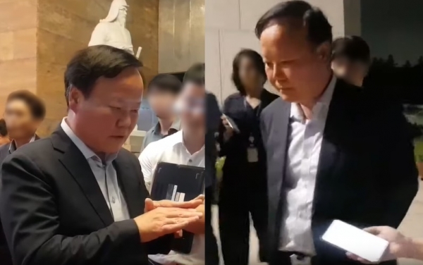 추가경정예산안 협상이 이뤄지는 도중, 음주를 한 듯한 모습으로 국회에 나타난 김재원 의원./ 유튜브 캡처