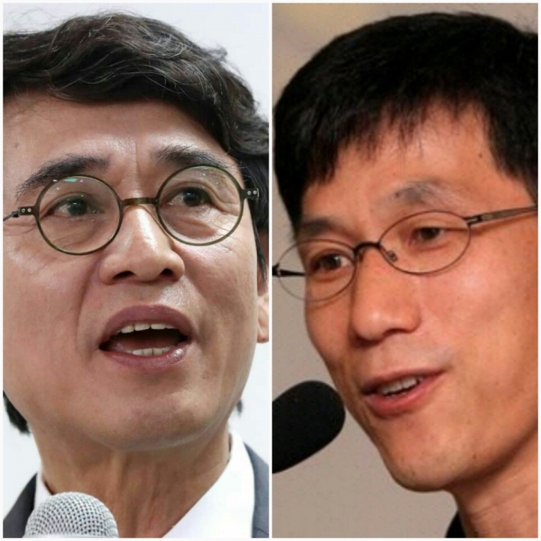 유시민(왼쪽) 노무현재단 이사장과 진중권 동양대 교수.