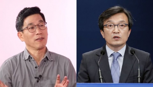 진중권(왼쪽) 전 동양대 교수, 김의겸 전 청와대 대변인. /법률방송