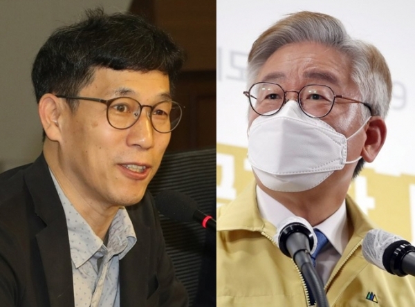진중권(왼쪽) 전 동양대 교수와 이재명 경기도지사. /법률방송