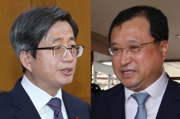 김명수(왼쪽) 대법원장과 임성근 부장판사. /법률방송