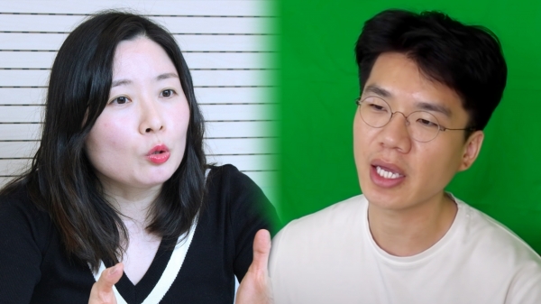 윤지선(왼쪽) 교수와 유튜버 보겸 /법률방송